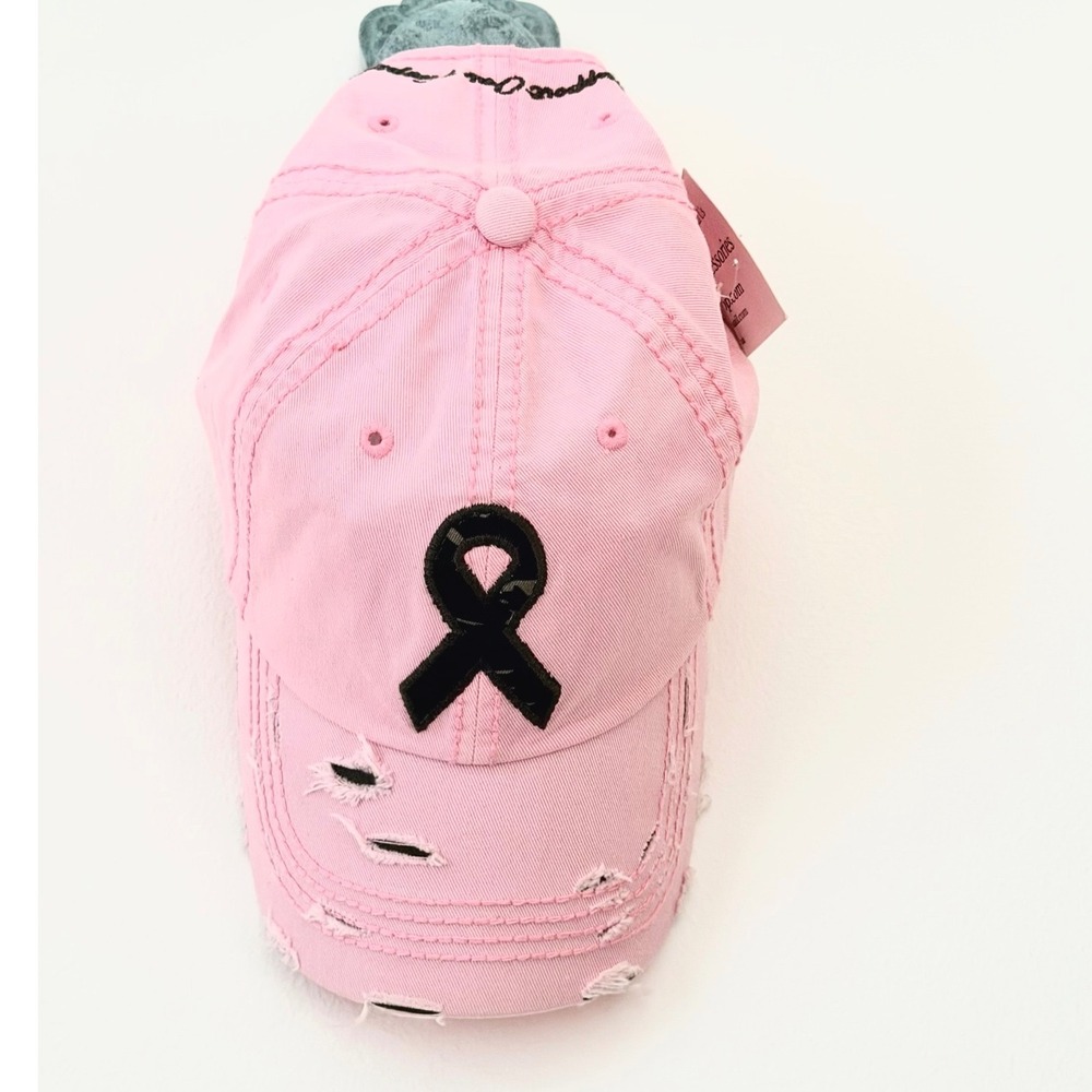 KBETHOS Vintage Pink Distressed Baseball Cap Support Our Troops Black Ribbon Hat
